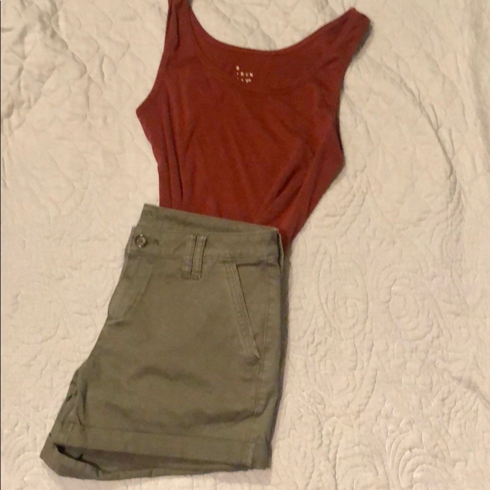 Olive green shorts - EUC - button closure